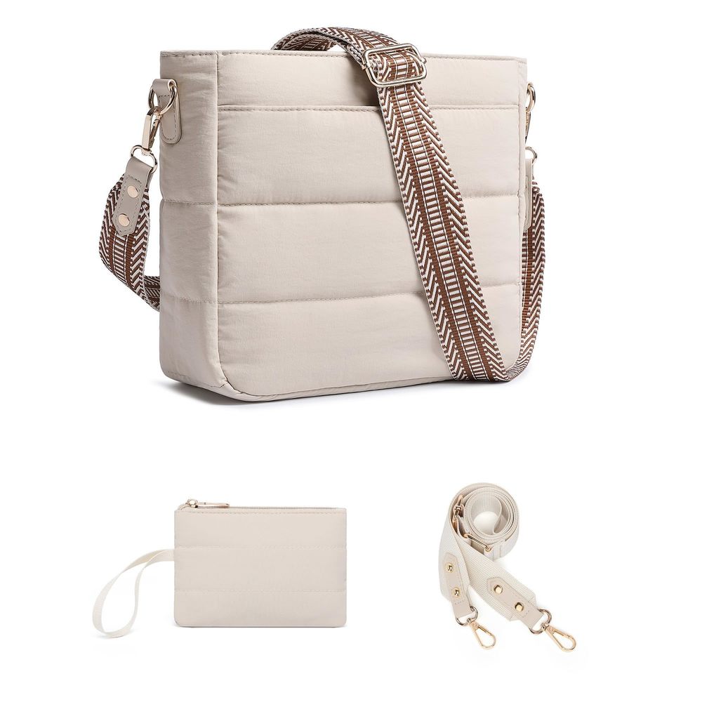 Elegant Cream Quilted Crossbody Bag
